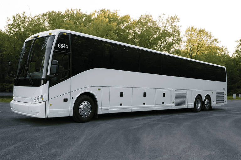 exterior of Charter Bus Rental West Orange coach bus